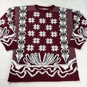 College Point Women's size Large Vintage Long Sweater Maroon White